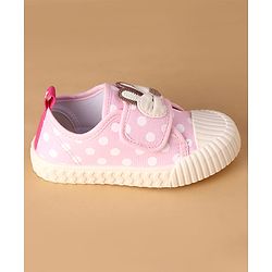 Cute Walk by Babyhug Canvas Velcro Closure Polka Dots Printed & Bow Applique Casual Shoes - Pink
