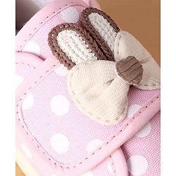 Cute Walk by Babyhug Canvas Velcro Closure Polka Dots Printed & Bow Applique Casual Shoes - Pink