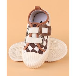 Cute Walk by Babyhug Canvas Velcro Closure Casual Shoes With Checks Design - Brown
