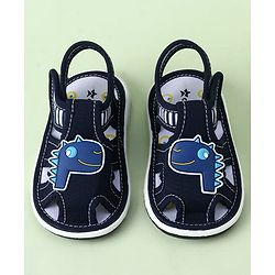 Cute Walk by Babyhug Sandals with Velcro Closure & Dino Applique - Blue