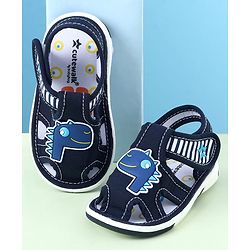 Cute Walk by Babyhug Sandals with Velcro Closure & Dino Applique - Blue