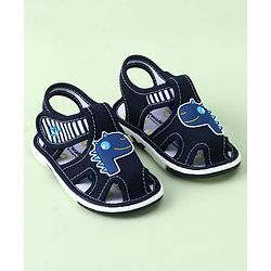 Cute Walk by Babyhug Sandals with Velcro Closure & Dino Applique - Blue