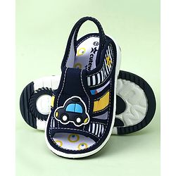 Cute Walk by Babyhug Sandals with Velcro Closure & Car Applique - Blue