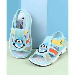 Cute Walk by Babyhug Sandals with Velcro Closure & Penguin Applique - Light Blue