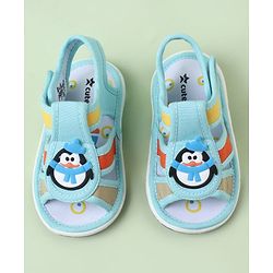 Cute Walk by Babyhug Sandals with Velcro Closure & Penguin Applique - Light Blue