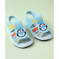 Cute Walk by Babyhug Sandals with Velcro Closure & Penguin Applique - Light Blue