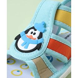 Cute Walk by Babyhug Sandals with Velcro Closure & Penguin Applique - Light Blue