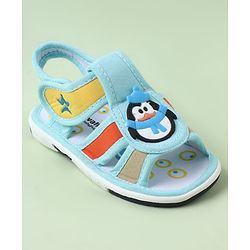 Cute Walk by Babyhug Sandals with Velcro Closure & Penguin Applique - Light Blue