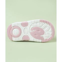 Cute Walk by Babyhug Velcro Closure Sandals with Checks & Floral Applique - Pink