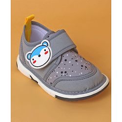 Cute Walk by Babyhug Casual Shoes with Velcro Closure And Animal Applique - Grey
