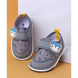 Cute Walk by Babyhug Casual Shoes with Velcro Closure And Animal Applique - Grey