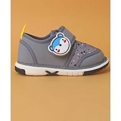 Cute Walk by Babyhug Casual Shoes with Velcro Closure And Animal Applique - Grey