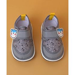 Cute Walk by Babyhug Casual Shoes with Velcro Closure And Animal Applique - Grey