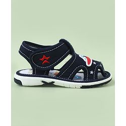Cute Walk by Babyhug Sandals With Velcro Closure & Aeroplane Applique - Light Blue