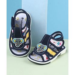 Cute Walk by Babyhug Sandals With Velcro Closure & Elephant Applique - Blue