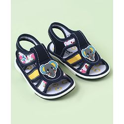 Cute Walk by Babyhug Sandals With Velcro Closure & Elephant Applique - Blue