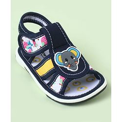 Cute Walk by Babyhug Sandals With Velcro Closure & Elephant Applique - Blue