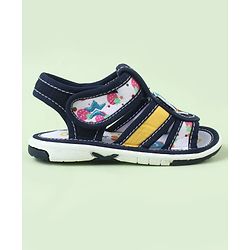 Cute Walk by Babyhug Sandals With Velcro Closure & Elephant Applique - Blue