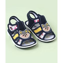 Cute Walk by Babyhug Sandals With Velcro Closure & Bear Applique - Blue