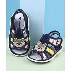 Cute Walk by Babyhug Sandals With Velcro Closure & Bear Applique - Blue