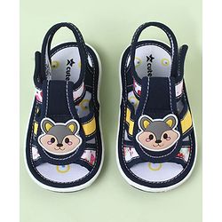 Cute Walk by Babyhug Sandals With Velcro Closure & Bear Applique - Blue