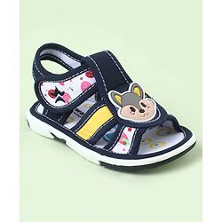 Cute Walk by Babyhug Sandals With Velcro Closure & Bear Applique - Blue