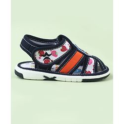 Cute Walk by Babyhug Velcro Closure Sandals with Cow Applique - Blue