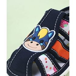 Cute Walk by Babyhug Velcro Closure Sandals with Cow Applique - Blue