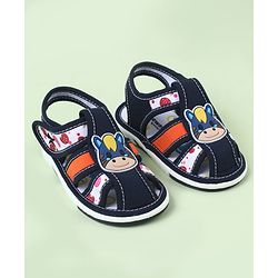 Cute Walk by Babyhug Velcro Closure Sandals with Cow Applique - Blue