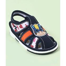 Cute Walk by Babyhug Velcro Closure Sandals with Cow Applique - Blue