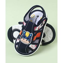 Cute Walk by Babyhug Velcro Closure Sandals with Cow Applique - Blue