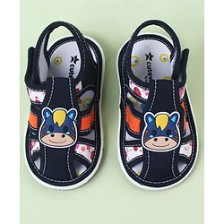 Cute Walk by Babyhug Velcro Closure Sandals with Cow Applique - Blue