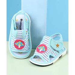 Cute Walk by Babyhug Sandals with Velcro Closure & Mushroom Applique - Light Blue