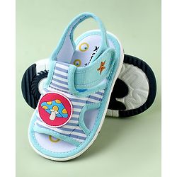 Cute Walk by Babyhug Sandals with Velcro Closure & Mushroom Applique - Light Blue