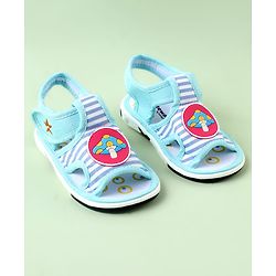 Cute Walk by Babyhug Sandals with Velcro Closure & Mushroom Applique - Light Blue