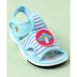 Cute Walk by Babyhug Sandals with Velcro Closure & Mushroom Applique - Light Blue