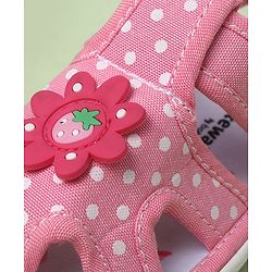 Cute Walk by Babyhug Velcro Closure Polka Dots Printed Sandal With Floral Applique - Pink