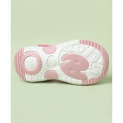 Cute Walk by Babyhug Velcro Closure Polka Dots Printed Sandal With Floral Applique - Pink