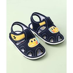 Cute Walk by Babyhug Sandals With Velcro Closure & Dino Applique - Navy Blue