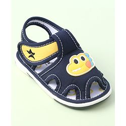 Cute Walk by Babyhug Sandals With Velcro Closure & Dino Applique - Navy Blue