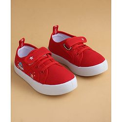 Cute Walk by Babyhug Casual Shoes with Velcro Closure & Space Theme Embroidery - Red
