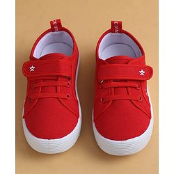 Cute Walk by Babyhug Casual Shoes with Velcro Closure & Space Theme Embroidery - Red