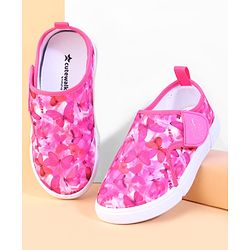 Cute Walk by Babyhug Velcro Closure Casual Shoes With Butterfly Print - Fuchsia