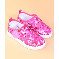 Cute Walk by Babyhug Velcro Closure Casual Shoes With Butterfly Print - Fuchsia