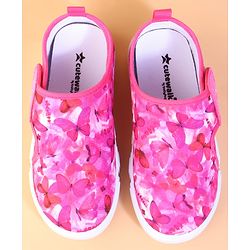 Cute Walk by Babyhug Velcro Closure Casual Shoes With Butterfly Print - Fuchsia