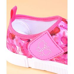 Cute Walk by Babyhug Velcro Closure Casual Shoes With Butterfly Print - Fuchsia
