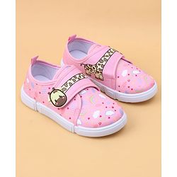 Cute Walk by Babyhug Velcro Closure Casual Shoes with Rainbow Print - Pink