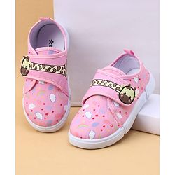 Cute Walk by Babyhug Velcro Closure Casual Shoes with Rainbow Print - Pink