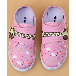 Cute Walk by Babyhug Velcro Closure Casual Shoes with Rainbow Print - Pink