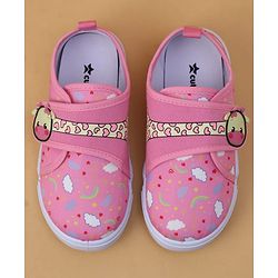 Cute Walk by Babyhug Velcro Closure Casual Shoes with Rainbow Print - Pink